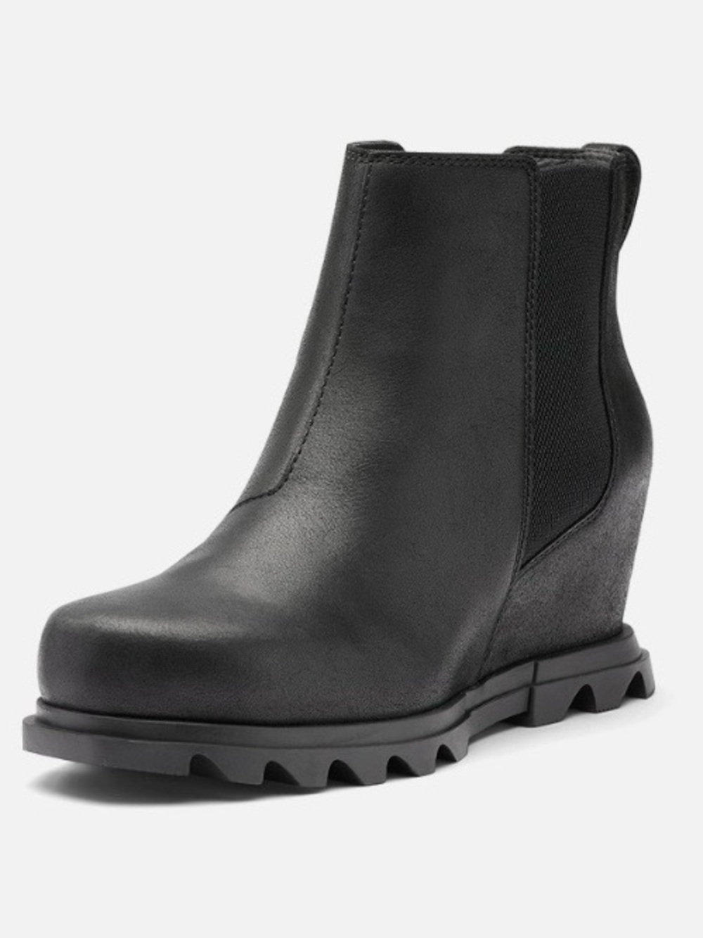 Sorel | Black Leather Wedge Chelsea Bootie